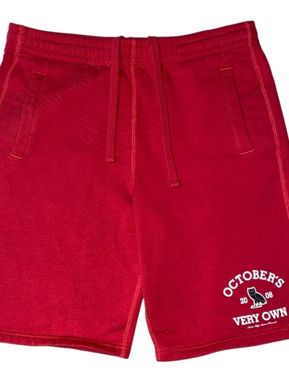 OVO Collegiate Shorts October's Very Own Red Drawstring Streetwear Large (N)